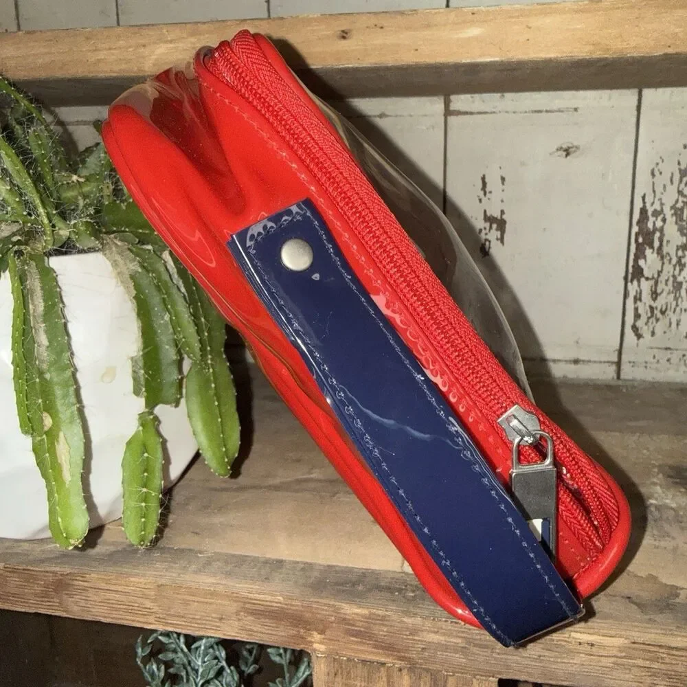 Y2K Vintage 90s RED Tommy Hilfiger Bag Clear Zippered Bag Travel Concert